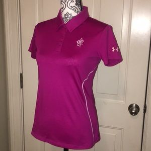 Under Armour women’s golf shirt; magenta; AAC logo
